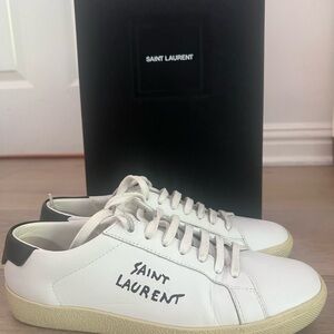Saint Laurent White Sneakers with Black Details
